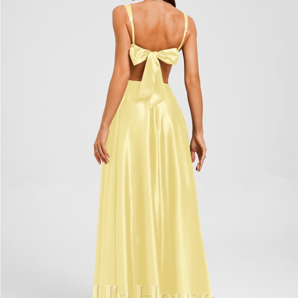 Elegant Yellow Satin Dress